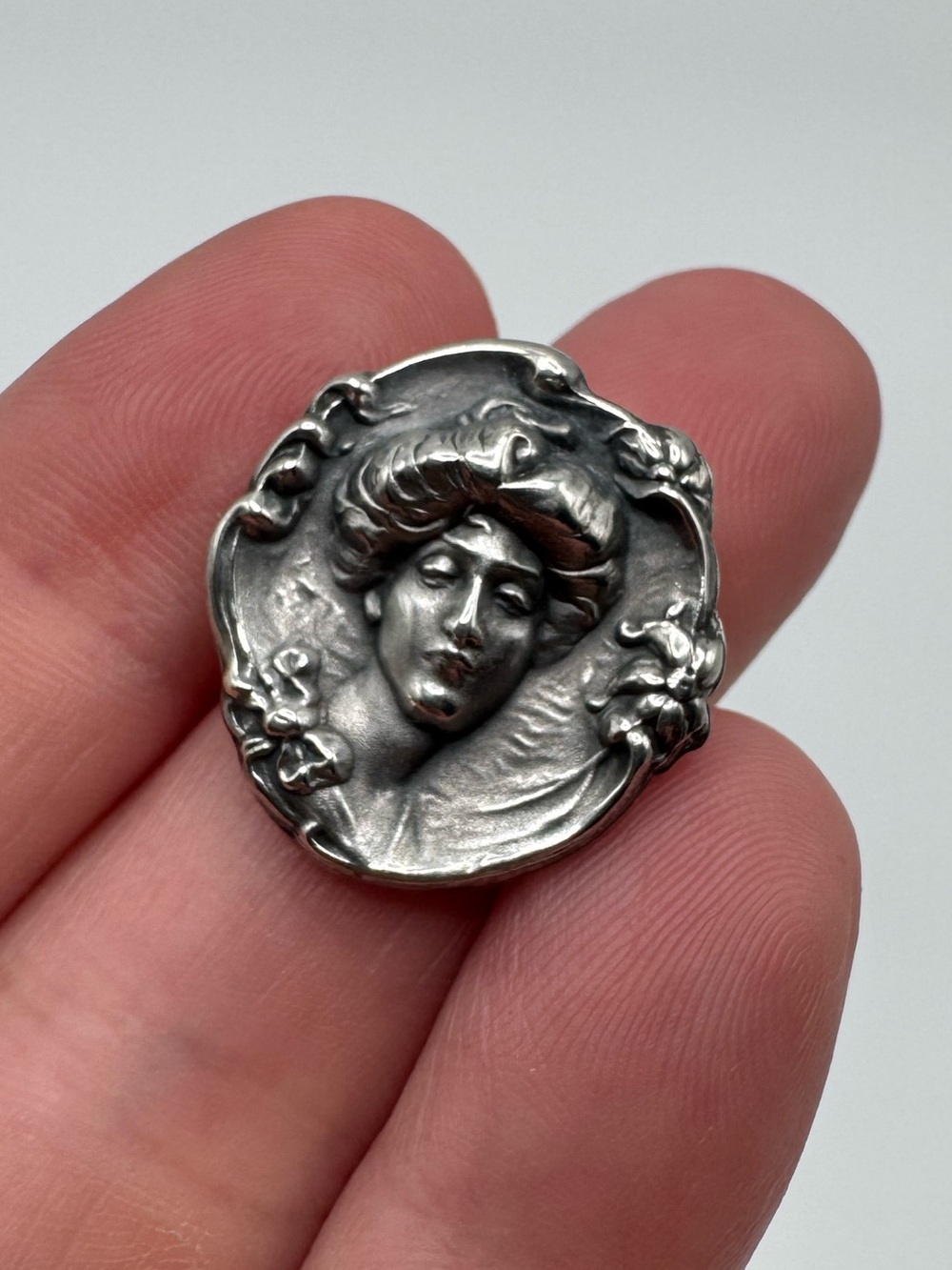 Vintage Sterling Silver 925 Art Nouveau Gibson Girl Brooch Pin
